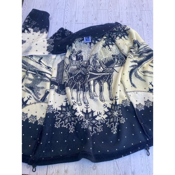 Art Unlimited Sportswear Fleece Jacket Winter Scene Snowflake Print Zip Up M - Picture 4 of 7